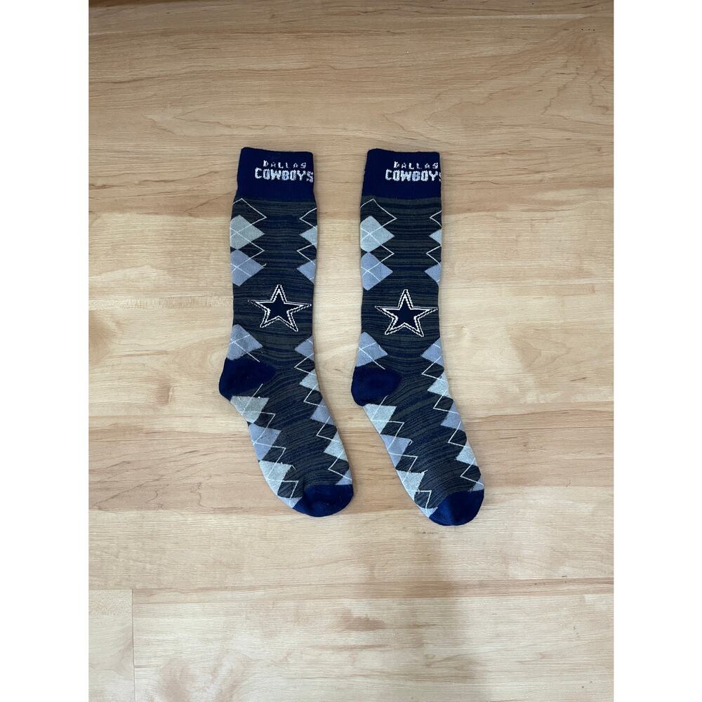 Dallas Cowboys White and Grey Diamonds with Blue Logo Socks